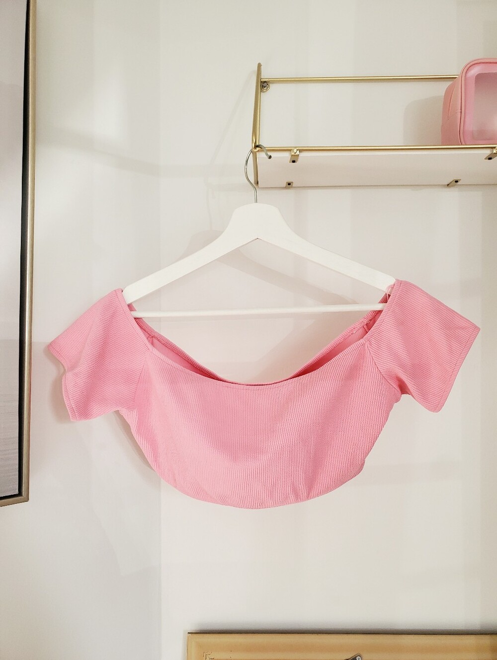 Zara Pink Off-Shoulder Crop Top